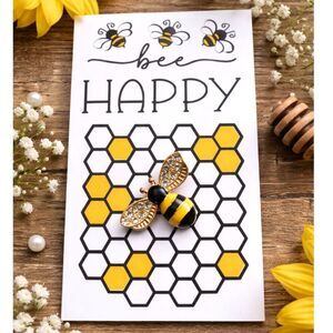 LOT OF 5 - Gold Rhinestone Bee Pin Brooch – Cute Bumblebee Jewelry